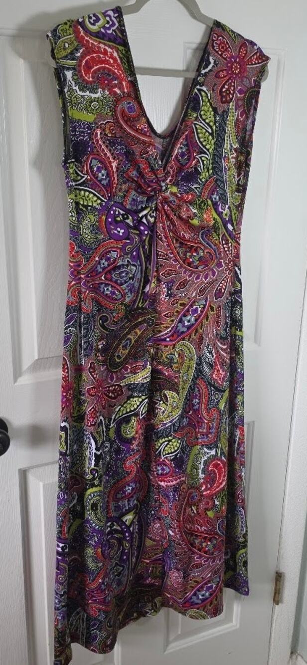 Tiana B Womens Paisley Twist Front Maxi Dress Petite Medium PM Stretch USA Made